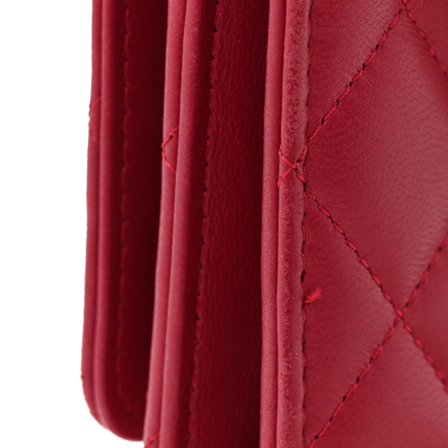 Lambskin Quilted Trendy CC Wallet On Chain WOC Dark Pink