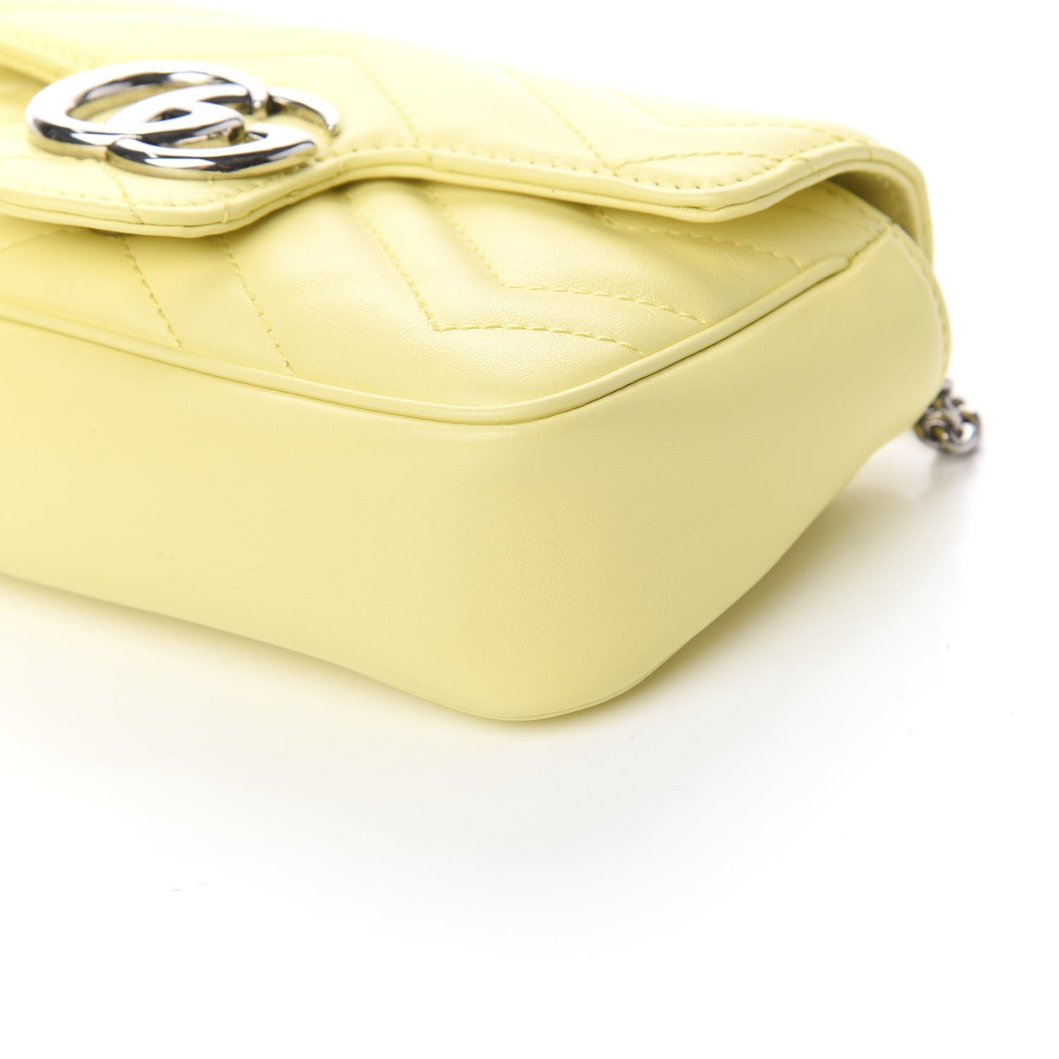 Gucci Calfskin Matelasse Super Mini GG Marmont Shoulder Bag Banana 10 of 11