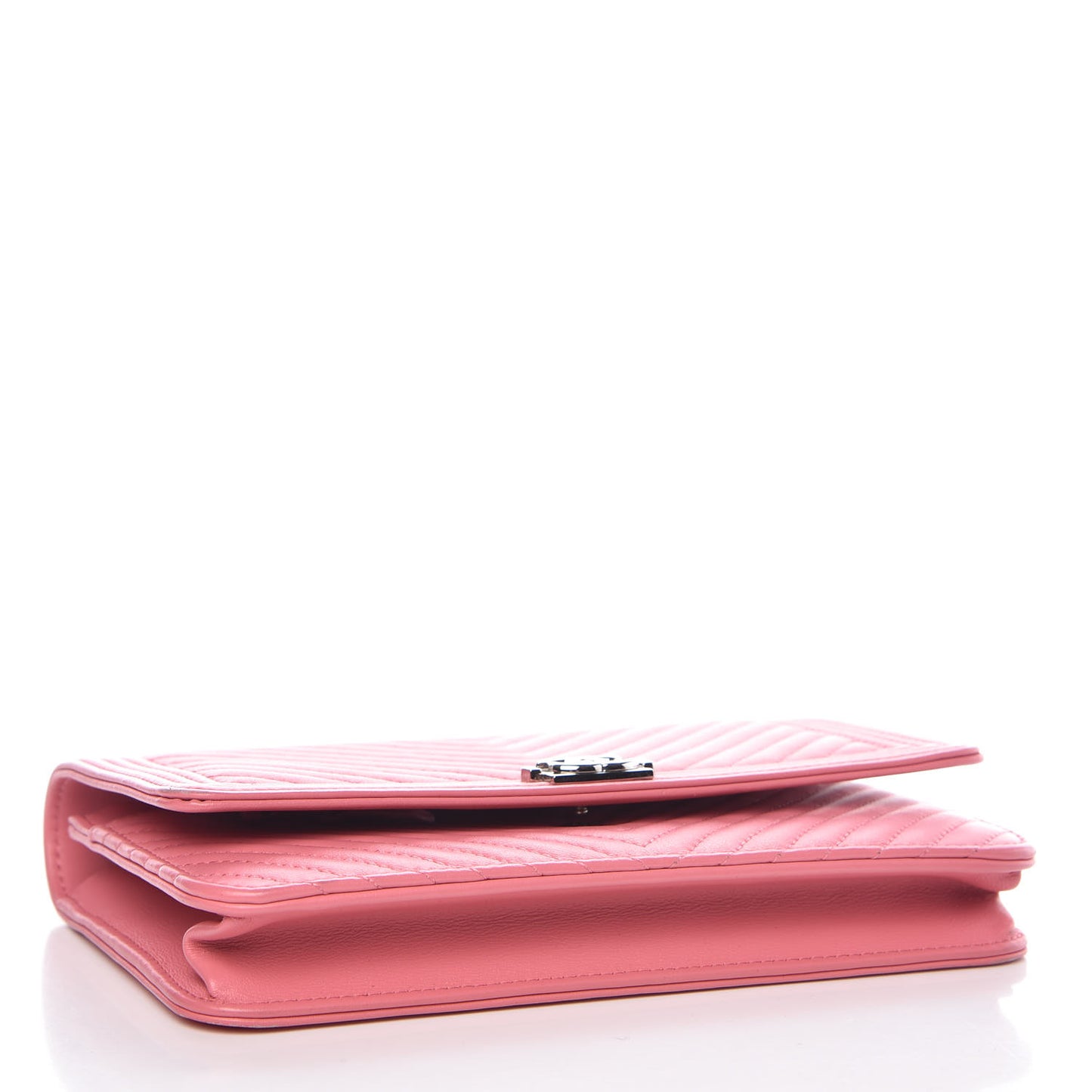 Calfskin Chevron Quilted Boy Wallet On Chain WOC Pink