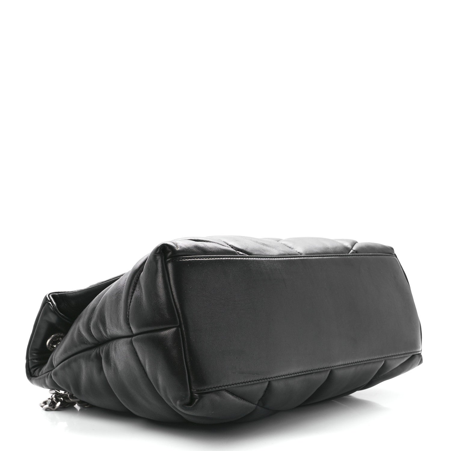 Saint Laurent Lambskin Quilted Medium Loulou Puffer Monogram Chain Satchel Black 4 of 12