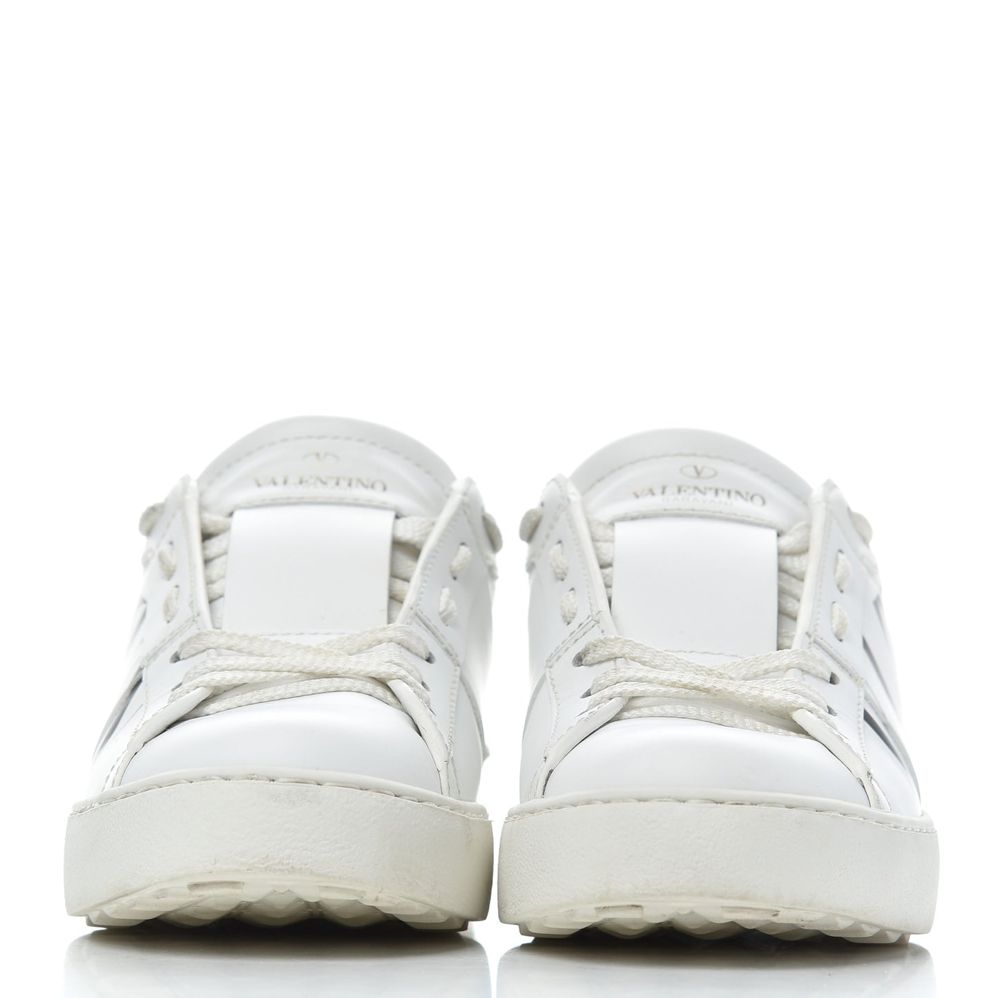 Calfskin VLTN Rockstud Open Sneakers 36 White