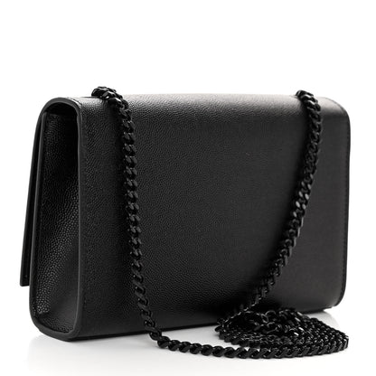 Saint Laurent Grain De Poudre Small Monogram Monochrome Kate Satchel Black 3 of 9