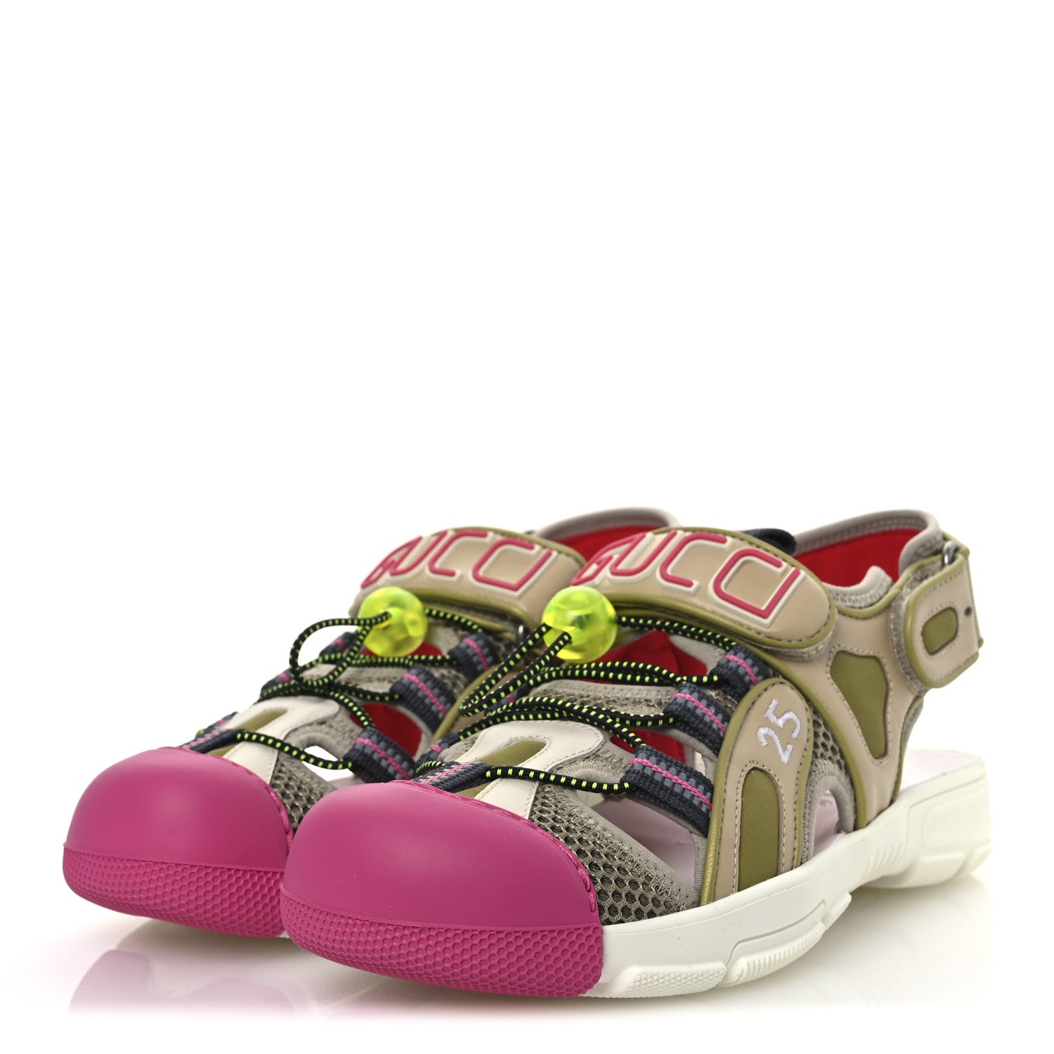 Gucci Mesh Fabric Tinsel Sport Sandals 36.5 Loess Sand Box Pink 4 of 10