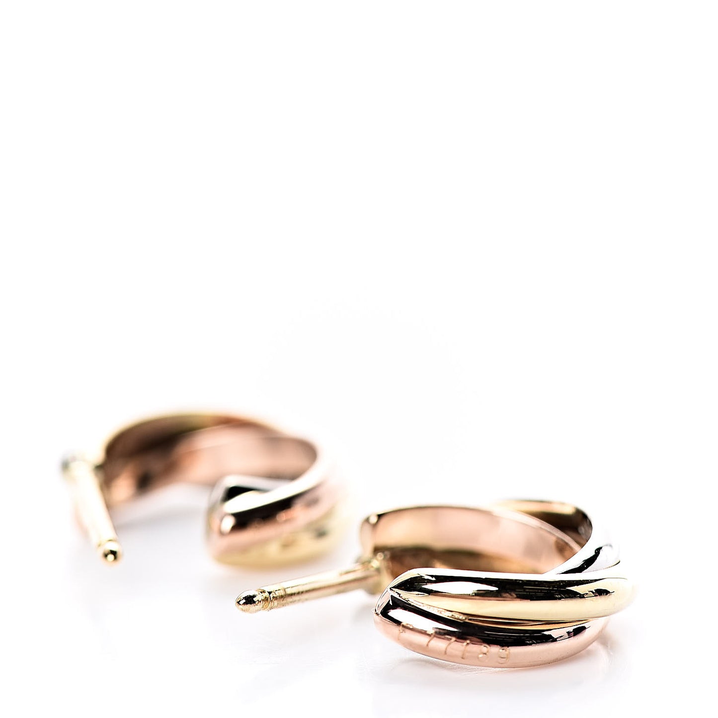 18K Pink Yellow White Gold 13mm Trinity Hoop Earrings