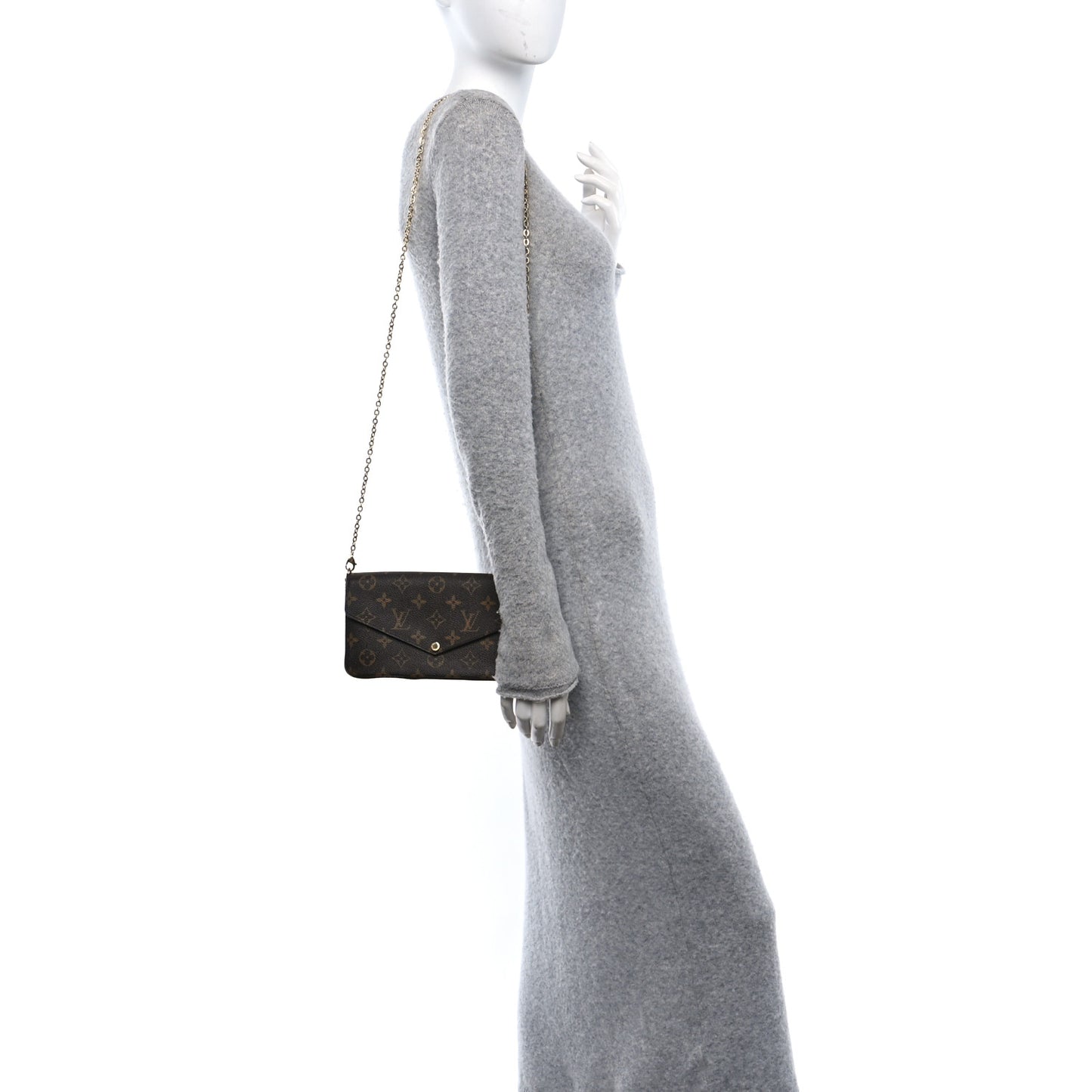 Monogram Pochette Felicie Chain Wallet Fuchsia