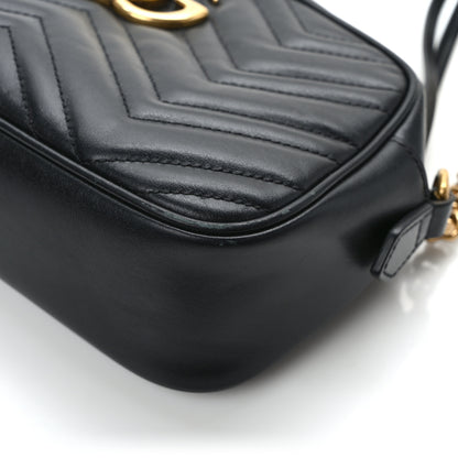 Gucci Calfskin Matelasse Small GG Marmont Chain Shoulder Bag Black 12 of 14