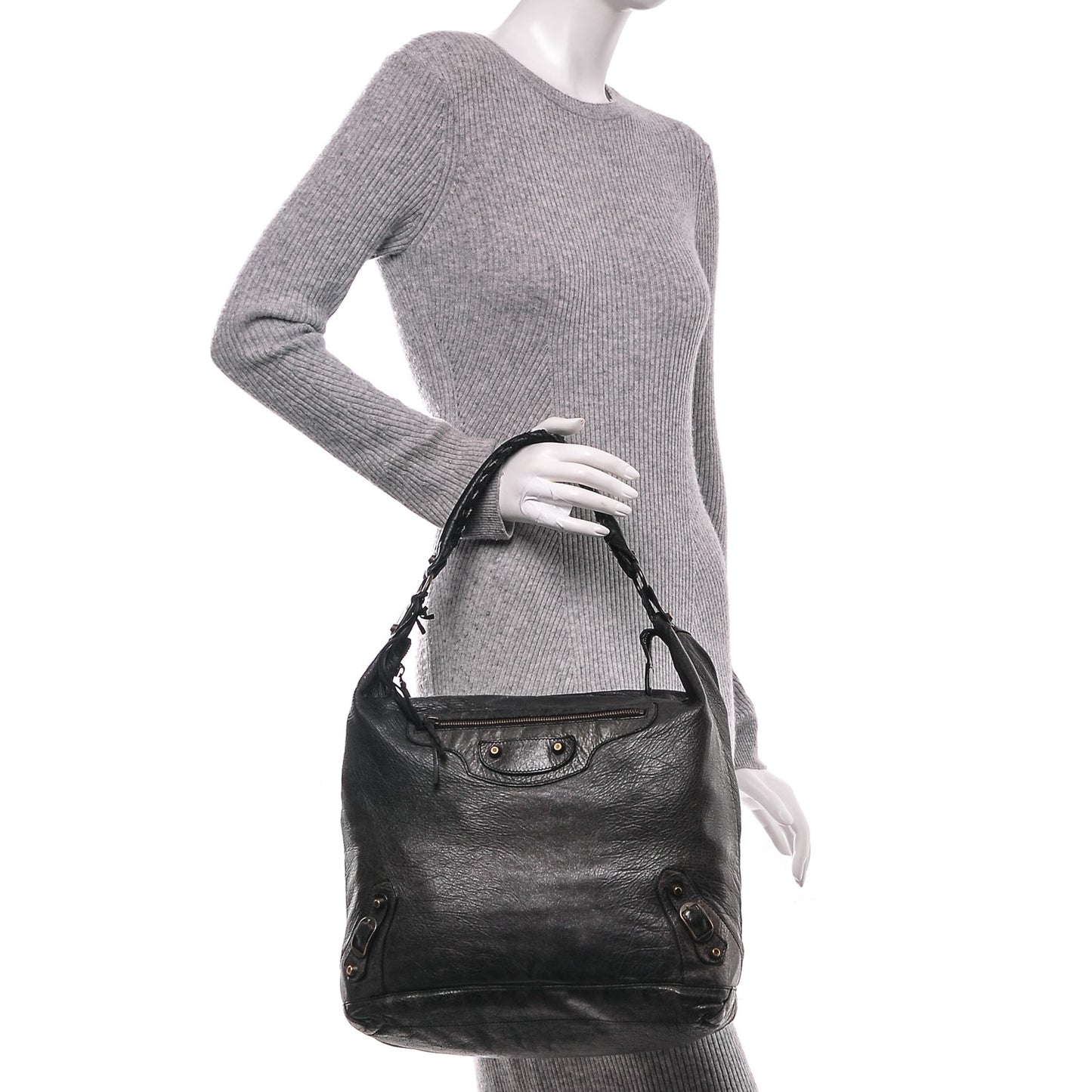 Agneau Classic Hardware Day Hobo Black