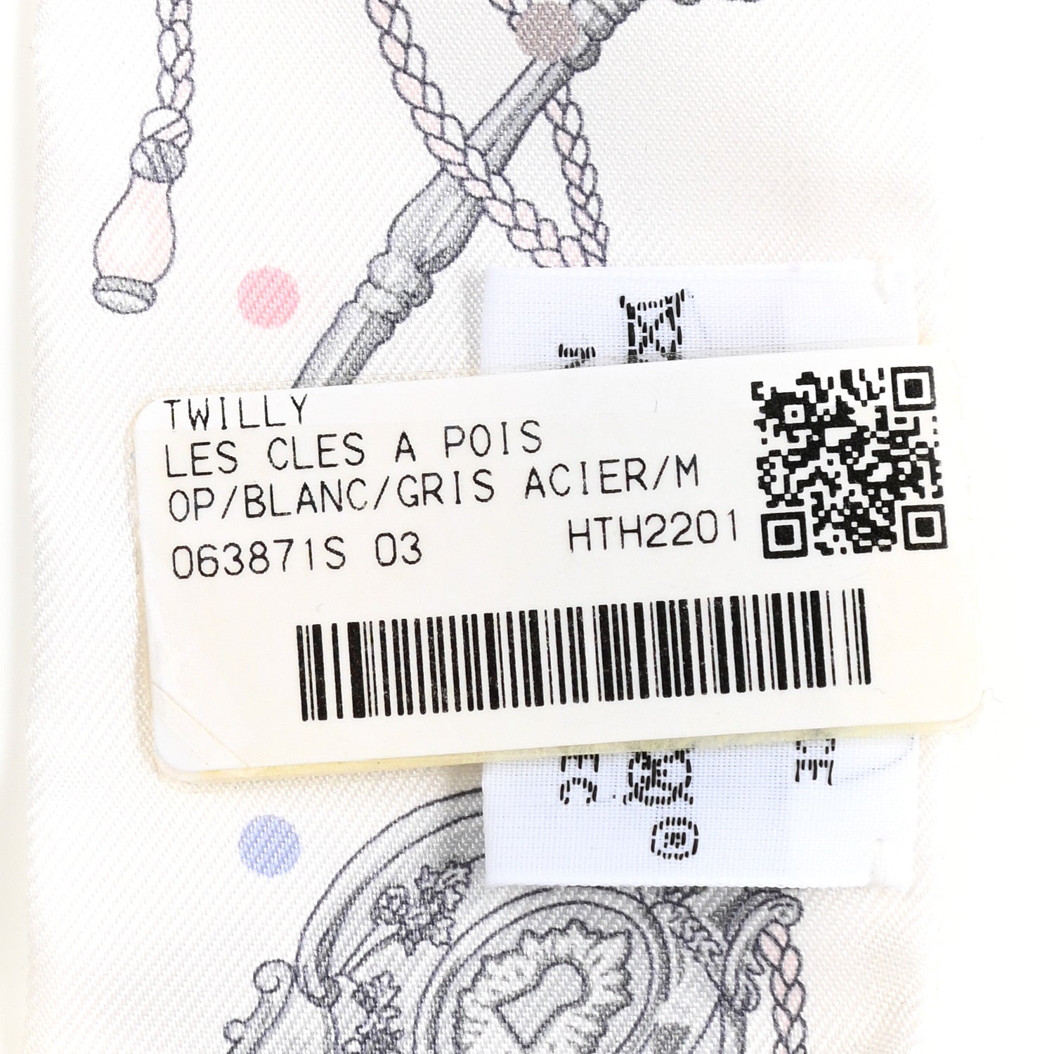 Hermes Silk Les Cles A Pois Twilly White Gris Acier 4 of 4