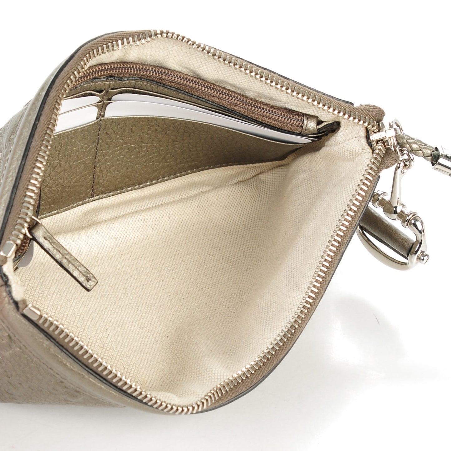 Guccissima Horsebit Detail Wristlet Pewter
