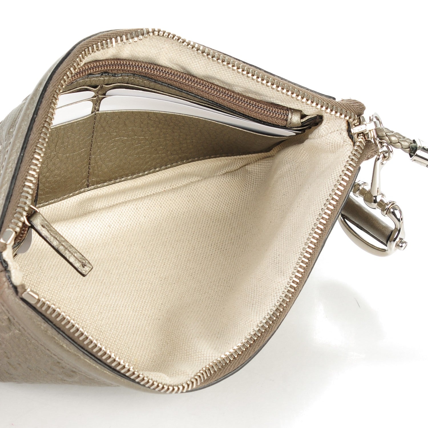Gucci Guccissima Horsebit Detail Wristlet Pewter 6 of 8