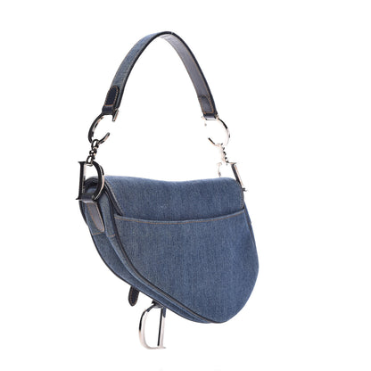 Christian Dior Denim Embroidered Saddle Bag Blue Multi 3 of 12