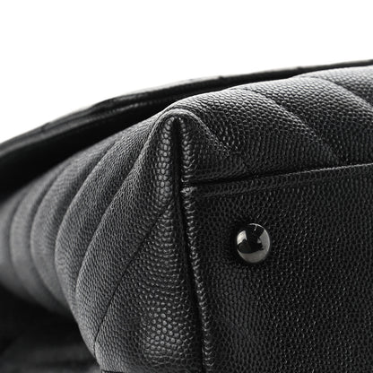 Chanel Caviar Chevron Quilted Small Coco Handle Flap So Black 5 of 10