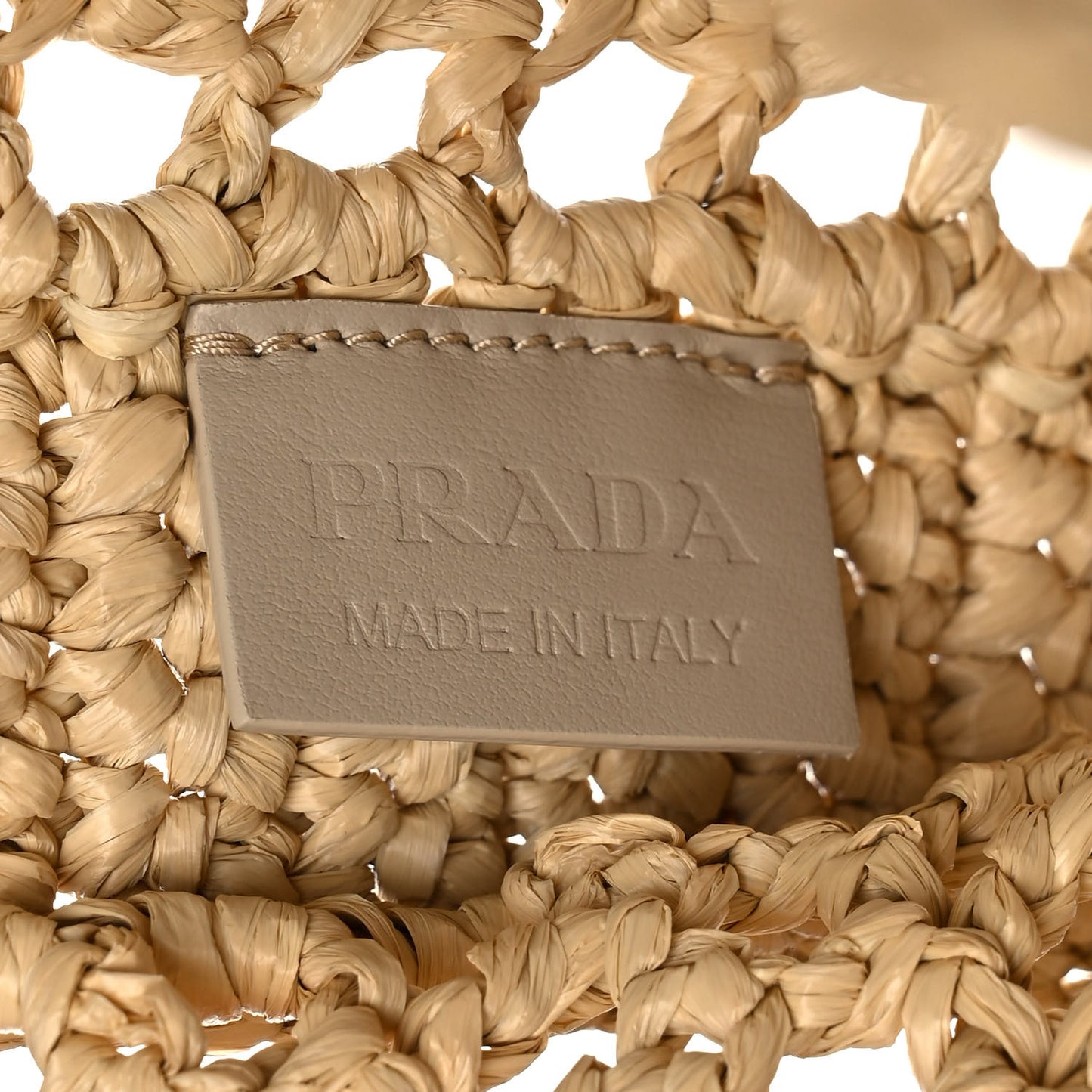 Yarn Raffia Effect Crochet Logo Embroidered Tote Bag Naturale