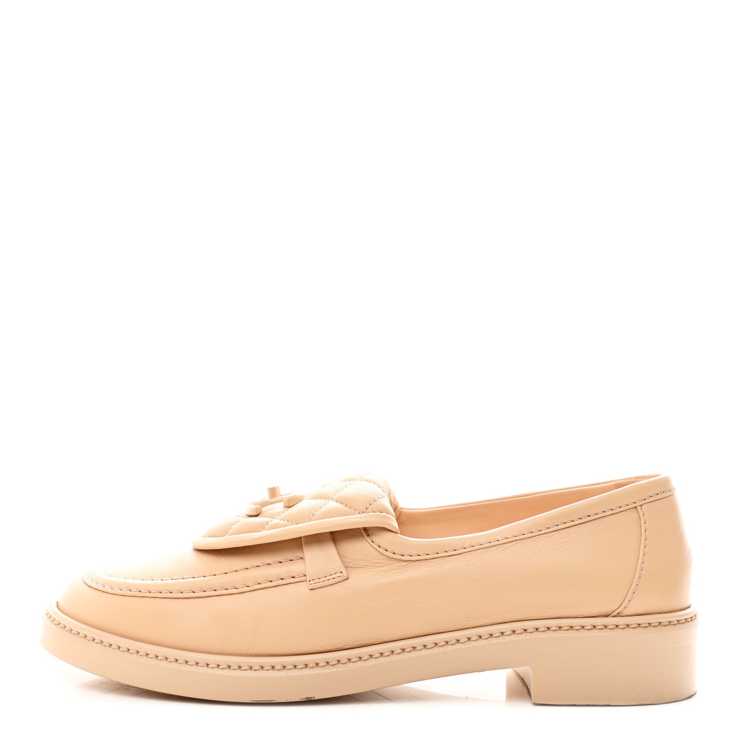 Chanel Lambskin Quilted CC Turnlock Moccasins 40 Beige 1 of 12