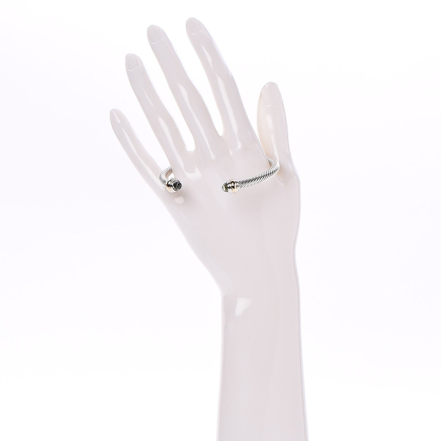 Sterling Silver 14K Yellow Gold Prasiolite 5mm Cable Classics Bracelet
