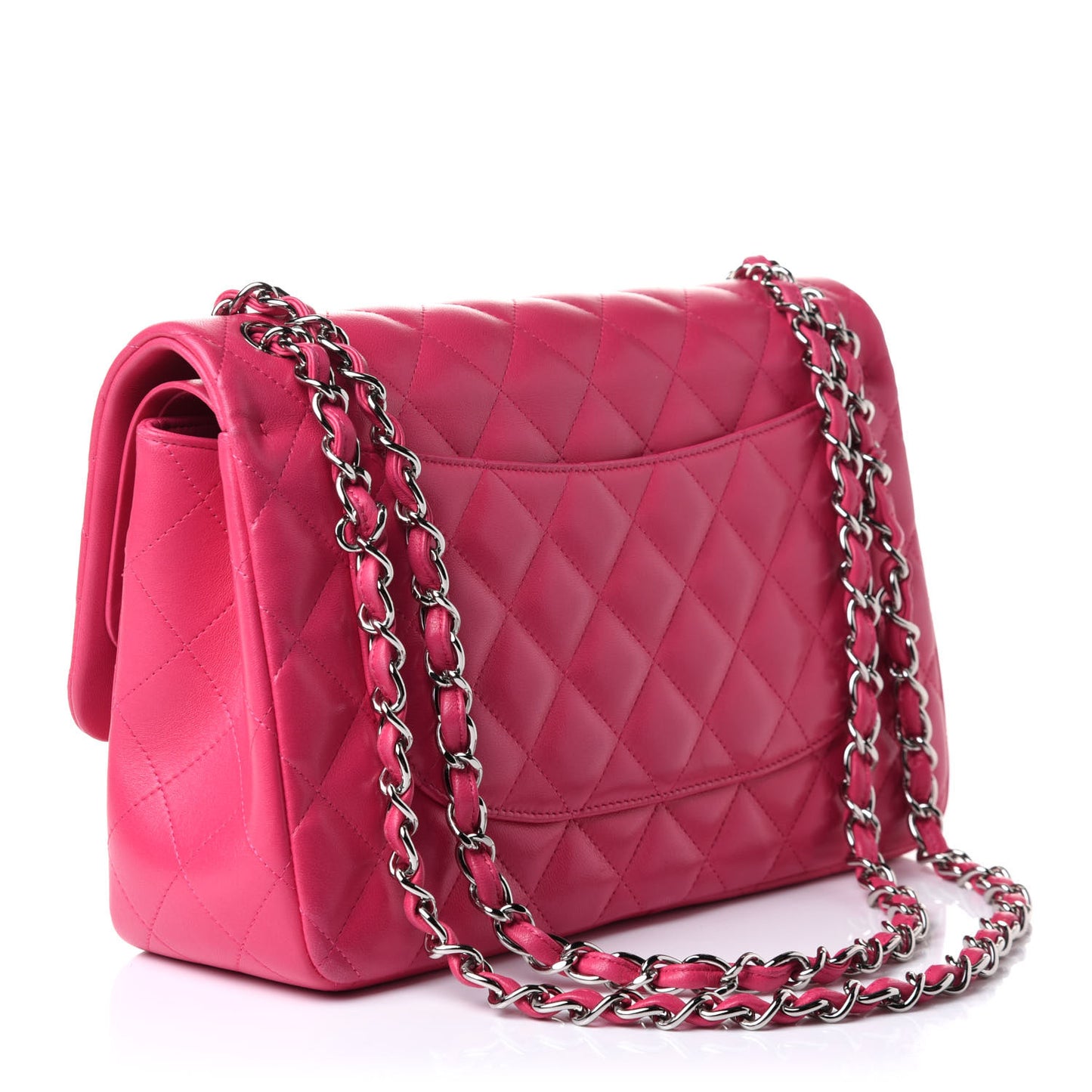 Lambskin Quilted Jumbo Double Flap Dark Pink