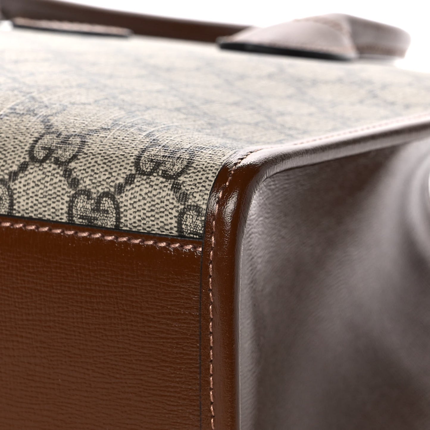 GG Supreme Monogram Azalea Calfskin Small Retro Interlocking G Tote Bag Beige Ebony Brown Sugar