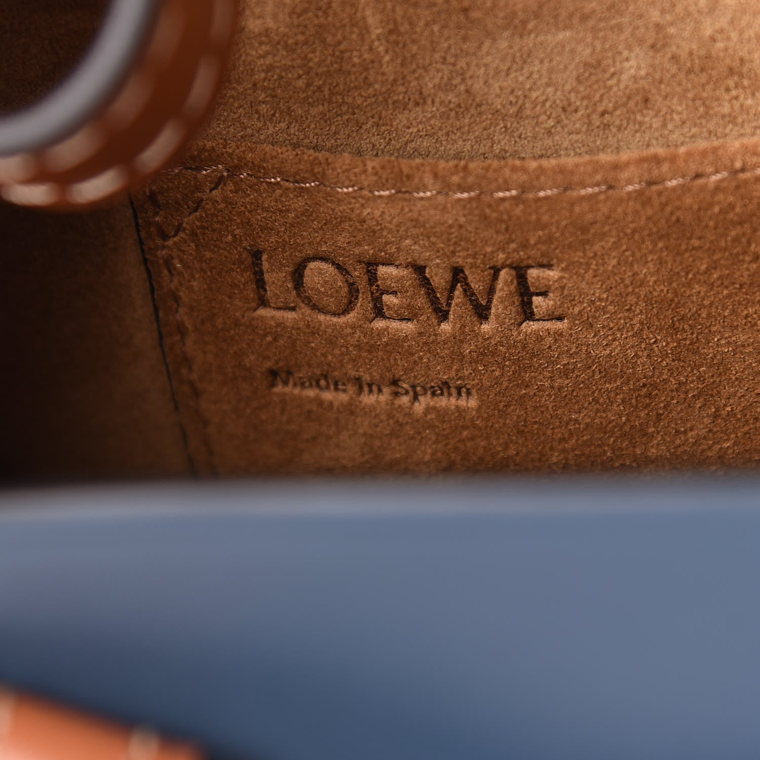 Loewe Calfskin Small Gate Crossbody Bag Tan Steel Blue 6 of 10