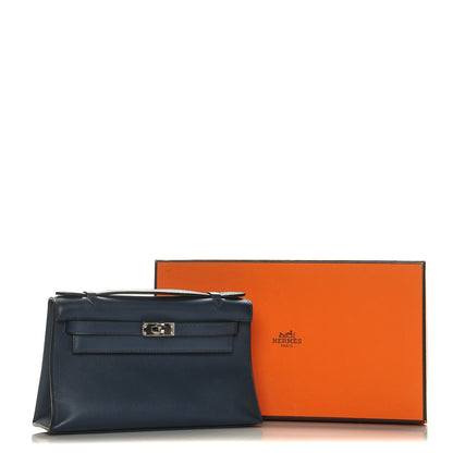 Hermes Swift Kelly Pochette Clutch Bleu de Prusse 11 of 19