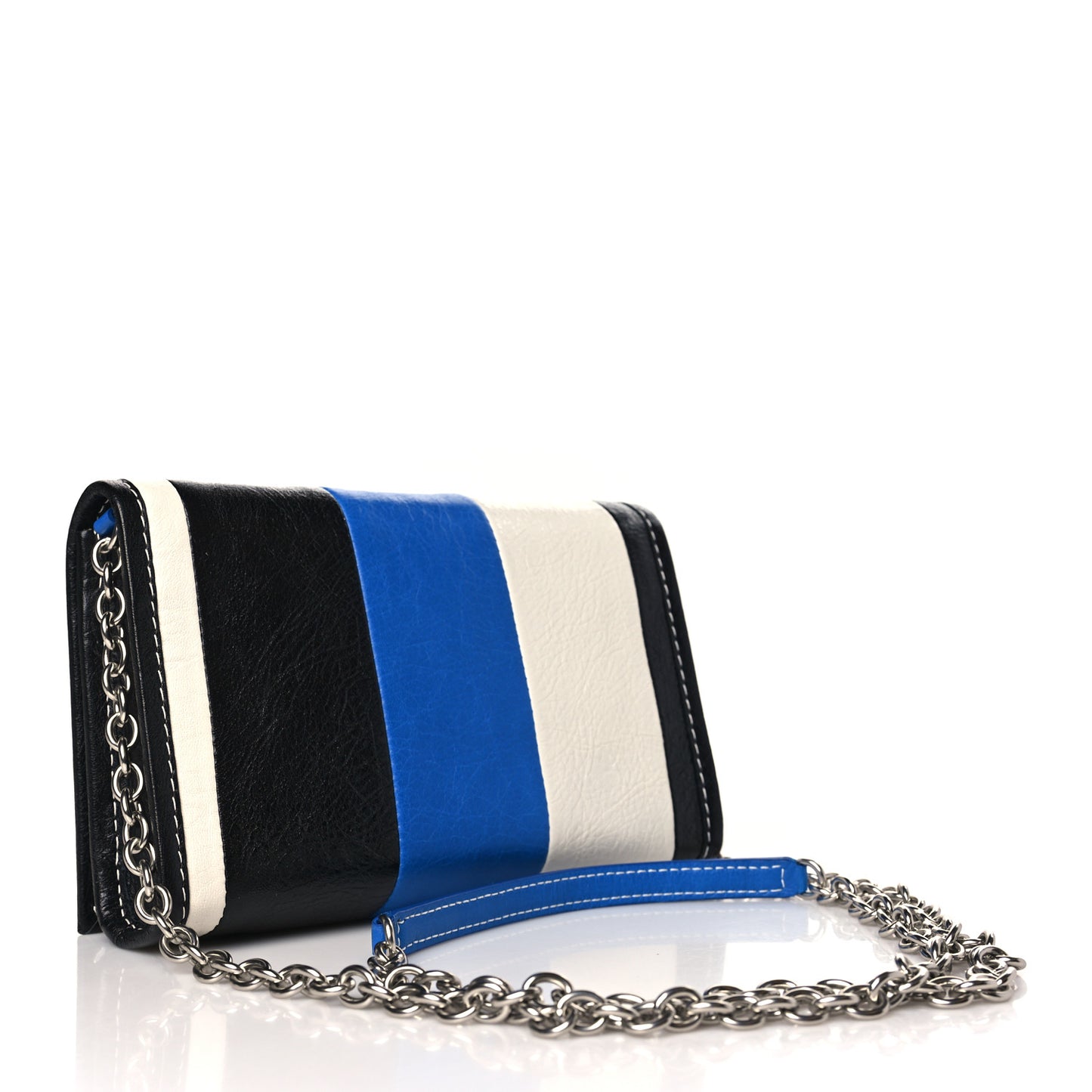 Agneau Arena Multicolore Bazar Chain Shoulder Bag Bleu White Black