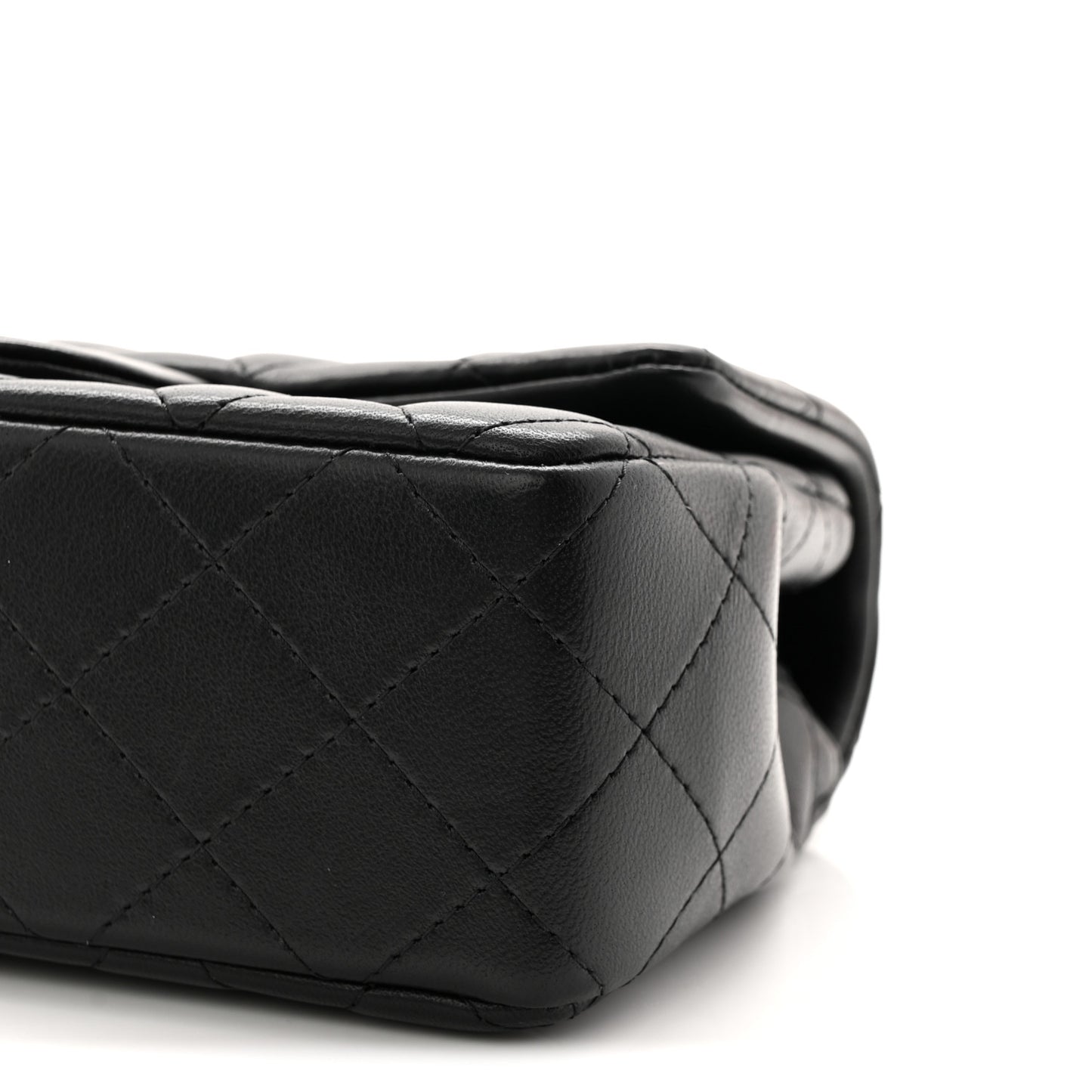 Lambskin Quilted Mini Rectangular Flap Black