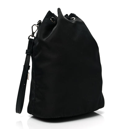 Prada Saffiano Tessuto Nylon Vela Bucket Wristlet Black 3 of 7
