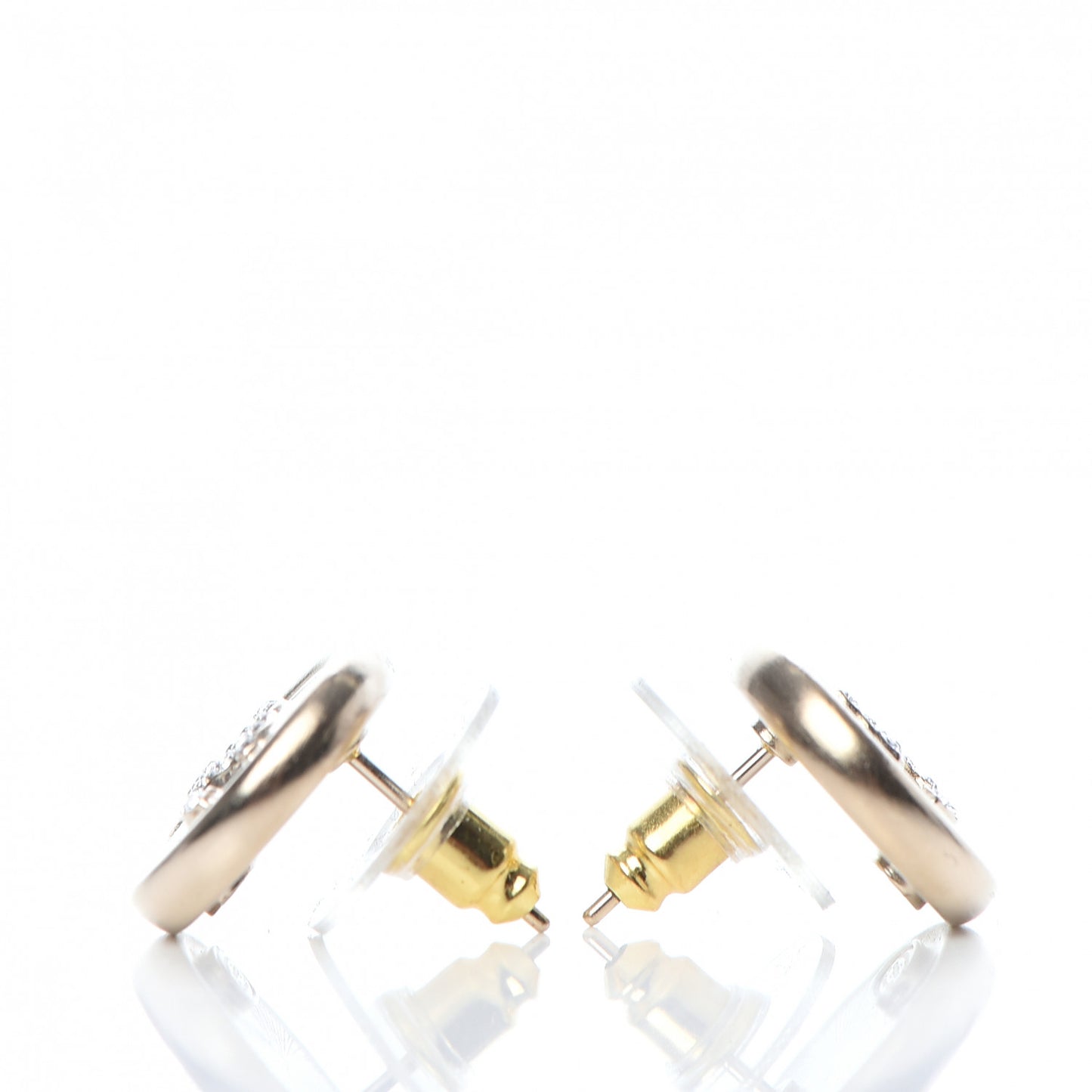 Crystal CC Round Earrings Light Gold