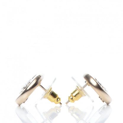 Chanel Crystal CC Round Earrings Light Gold 3 of 5