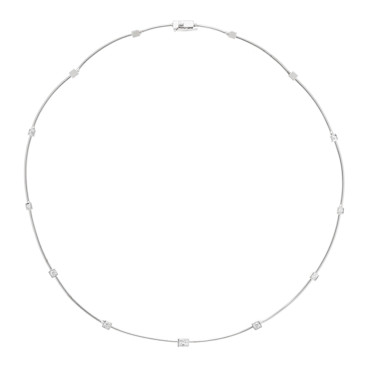 Boucheron 18K White Gold Diamond Station Necklace 1 of 3