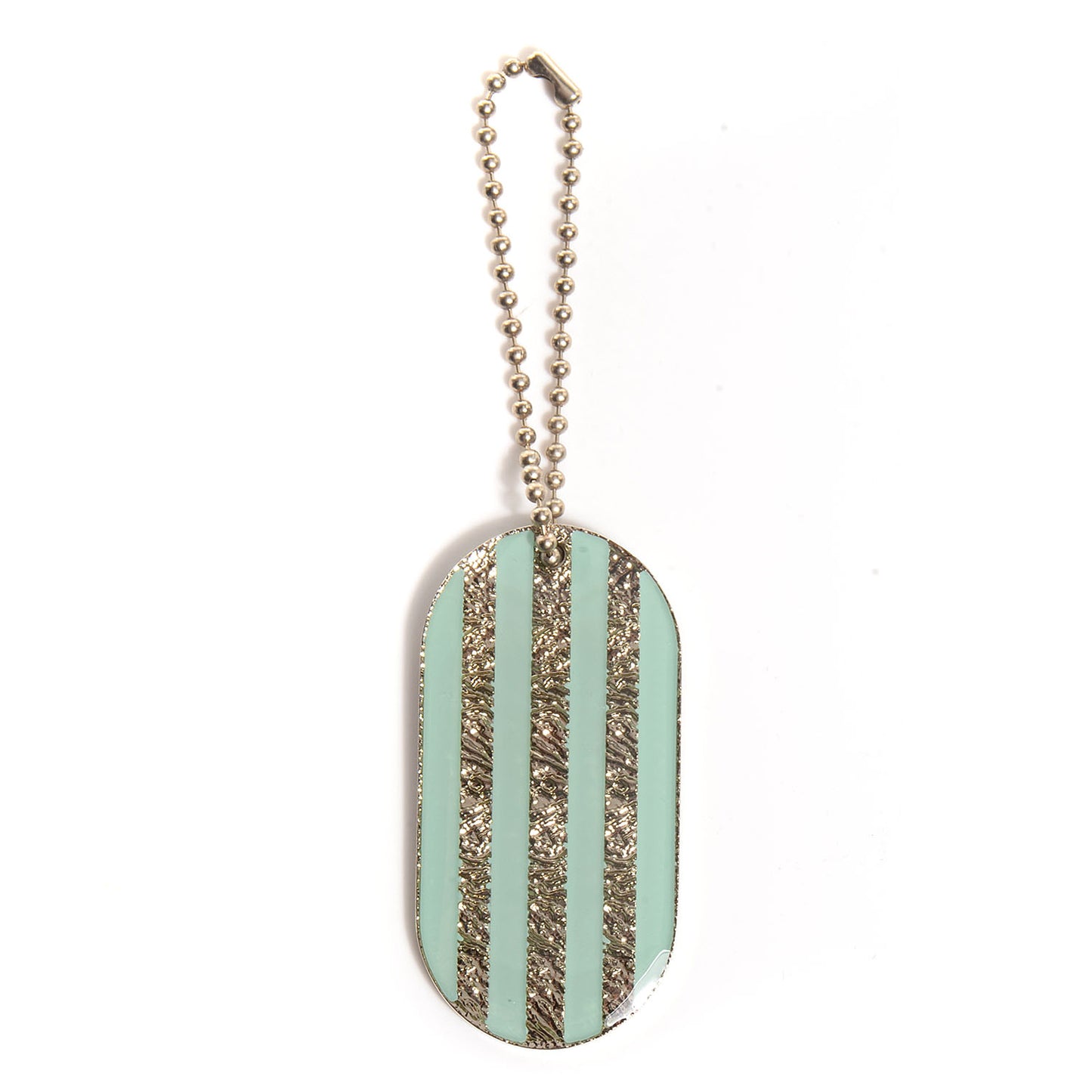 Stripe Dog Tag Key Ring Turquoise