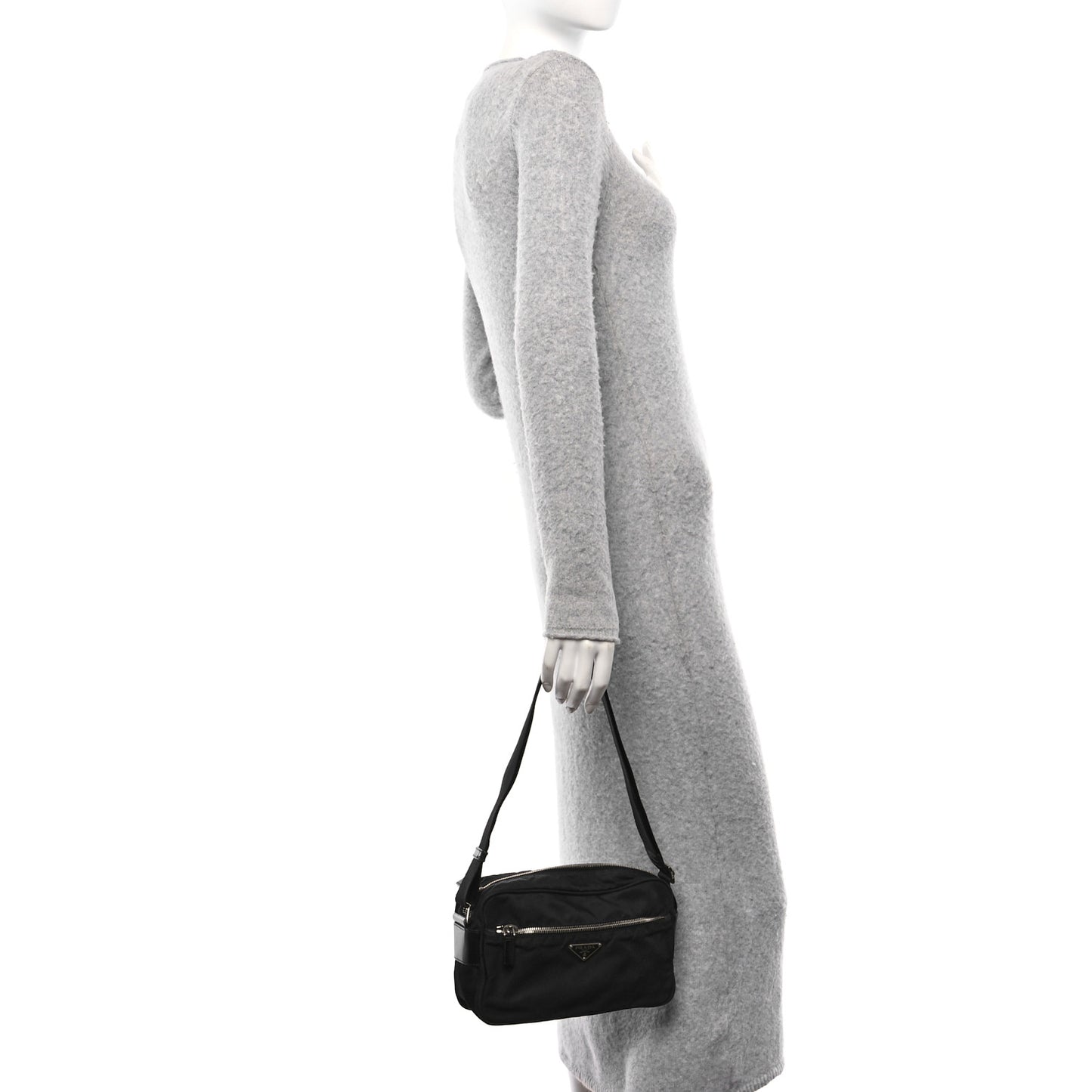 Nylon Tessuto Messenger Bag Black