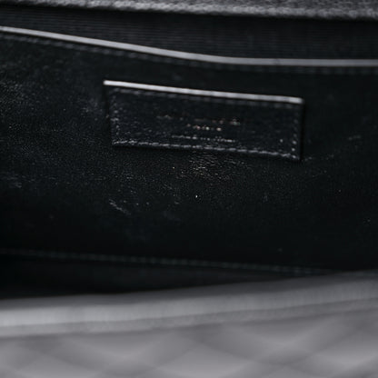 Saint Laurent Grain De Poudre Textured Mixed Matelasse Triquilt Medium Monogram Satchel Black 11 of 13