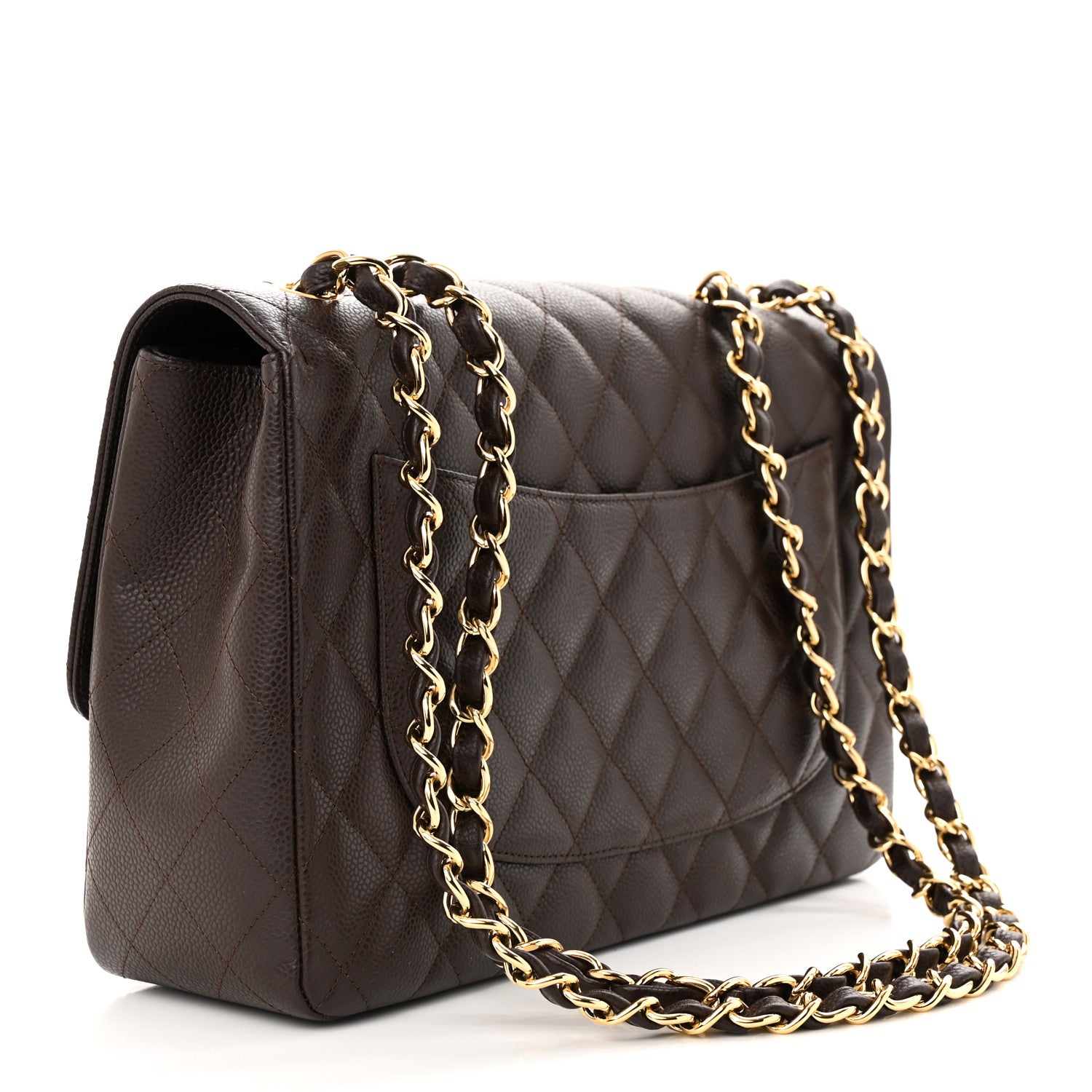 Chanel Caviar Quilted Jumbo Single Flap Dark Brown 3 of 11