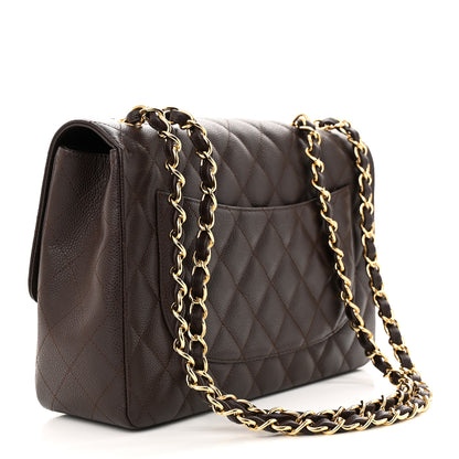 Chanel Caviar Quilted Jumbo Single Flap Dark Brown 3 of 11