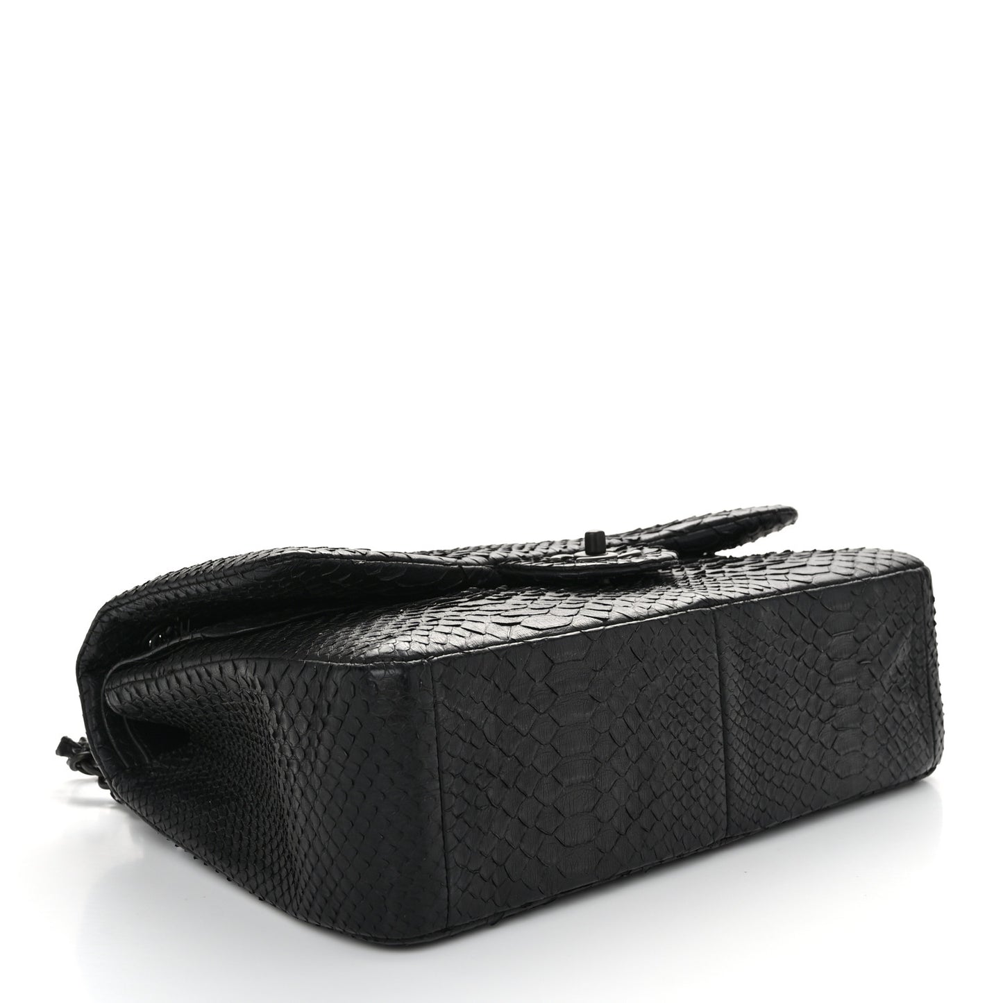 Snakeskin Jumbo Double Flap So Black