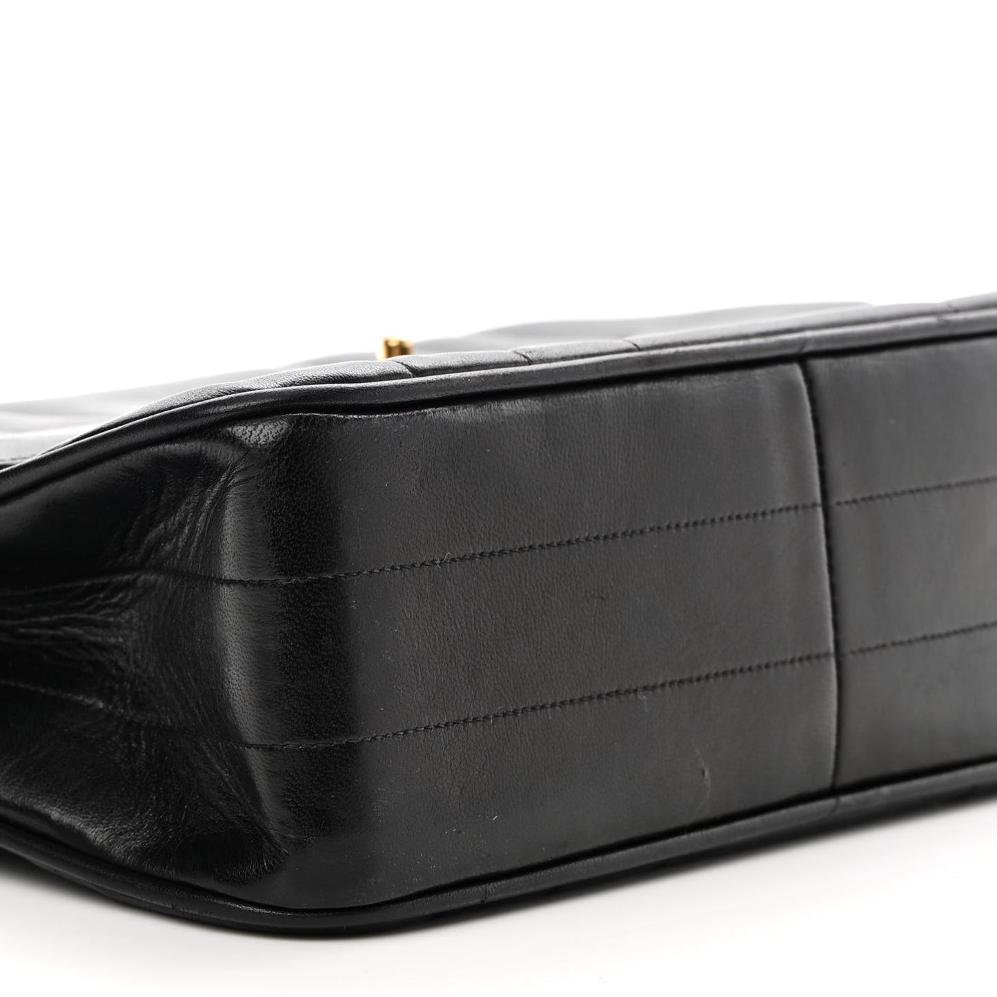 Lambskin Vertical Quilted Kelly Flap Bag Black