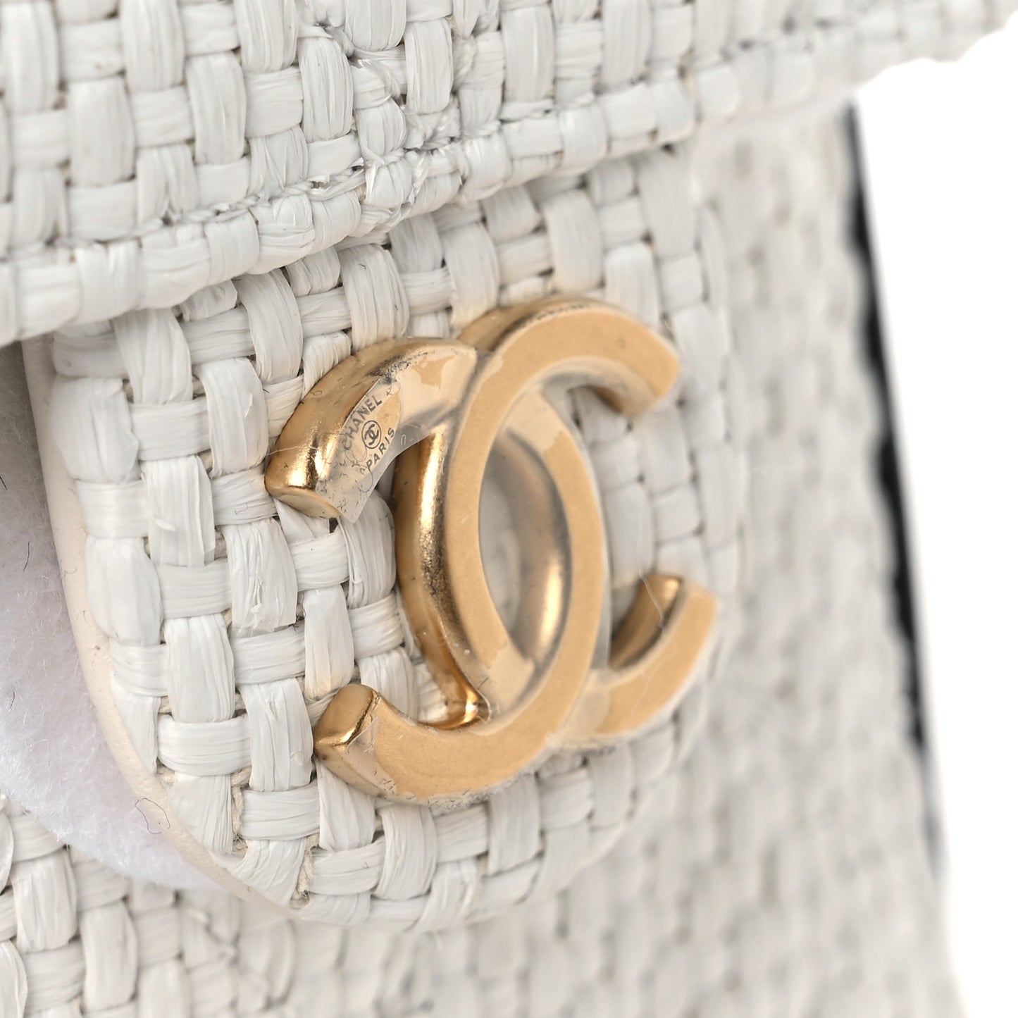 Braided Raffia Calfskin Mini Chanel 25 Handbag White Black