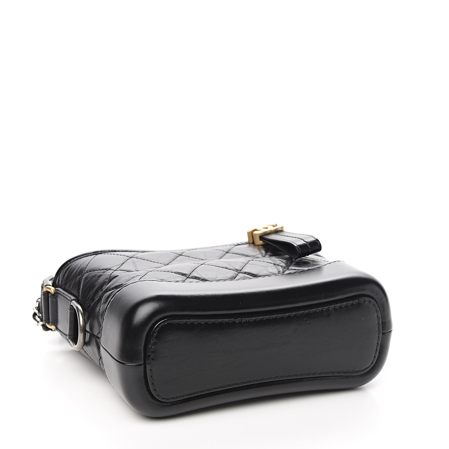 Aged Calfskin Quilted Small Gabrielle Hobo Black