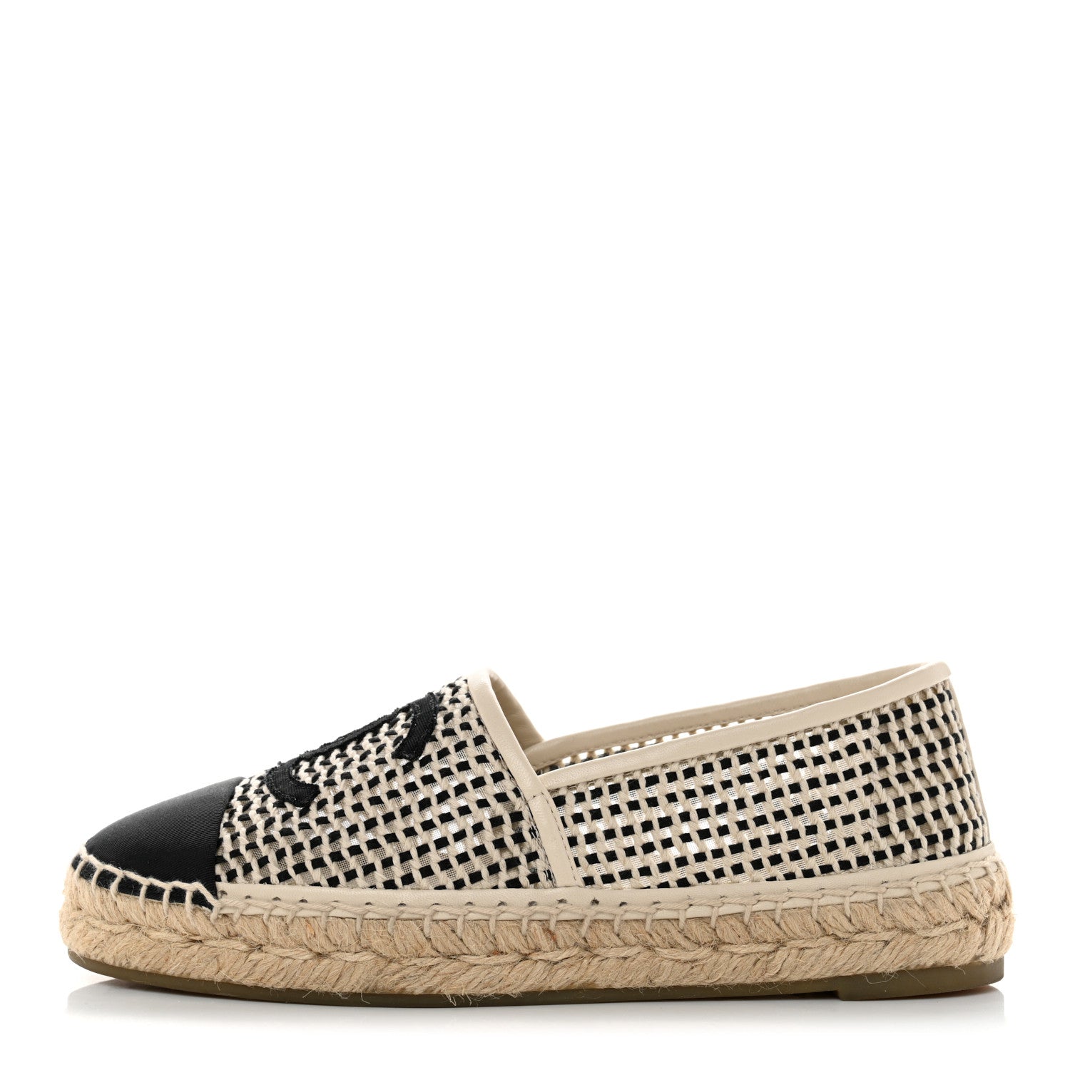 Chanel Mesh Grosgrain CC Espadrilles 36 Beige Black 1 of 11