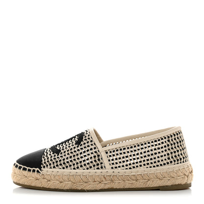 Chanel Mesh Grosgrain CC Espadrilles 36 Beige Black 1 of 11