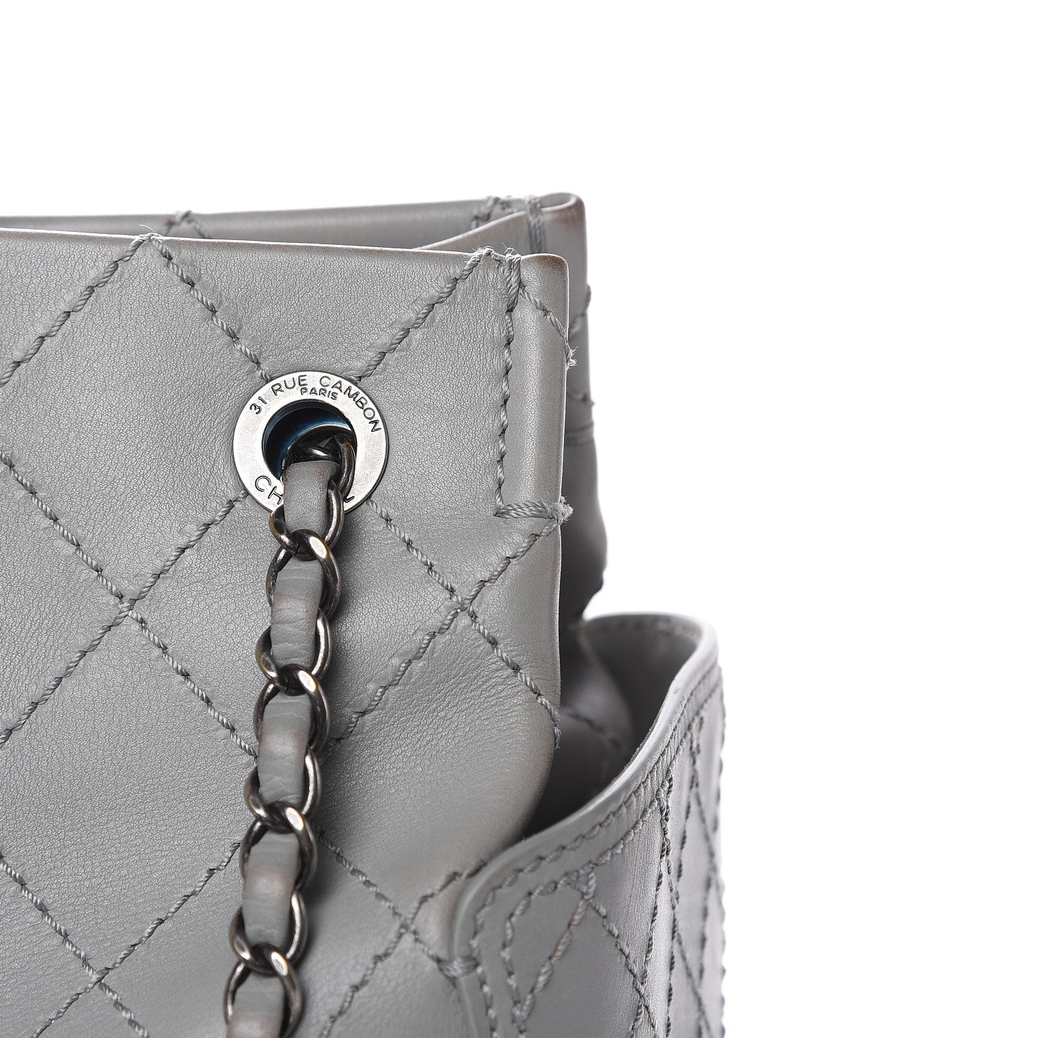 Chanel Grained Calfskin Small CC Pocket Tote Grey 13 of 17