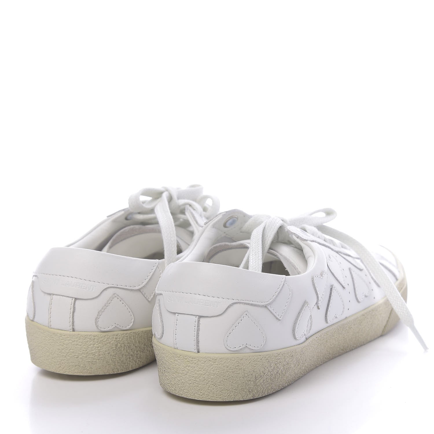 Saint Laurent Calfskin Heart Court Classic Sneakers 36.5 White 4 of 9