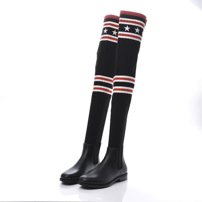 Givenchy Knit Rubber Storm Over The Knee Boots 36 Black 3 of 7