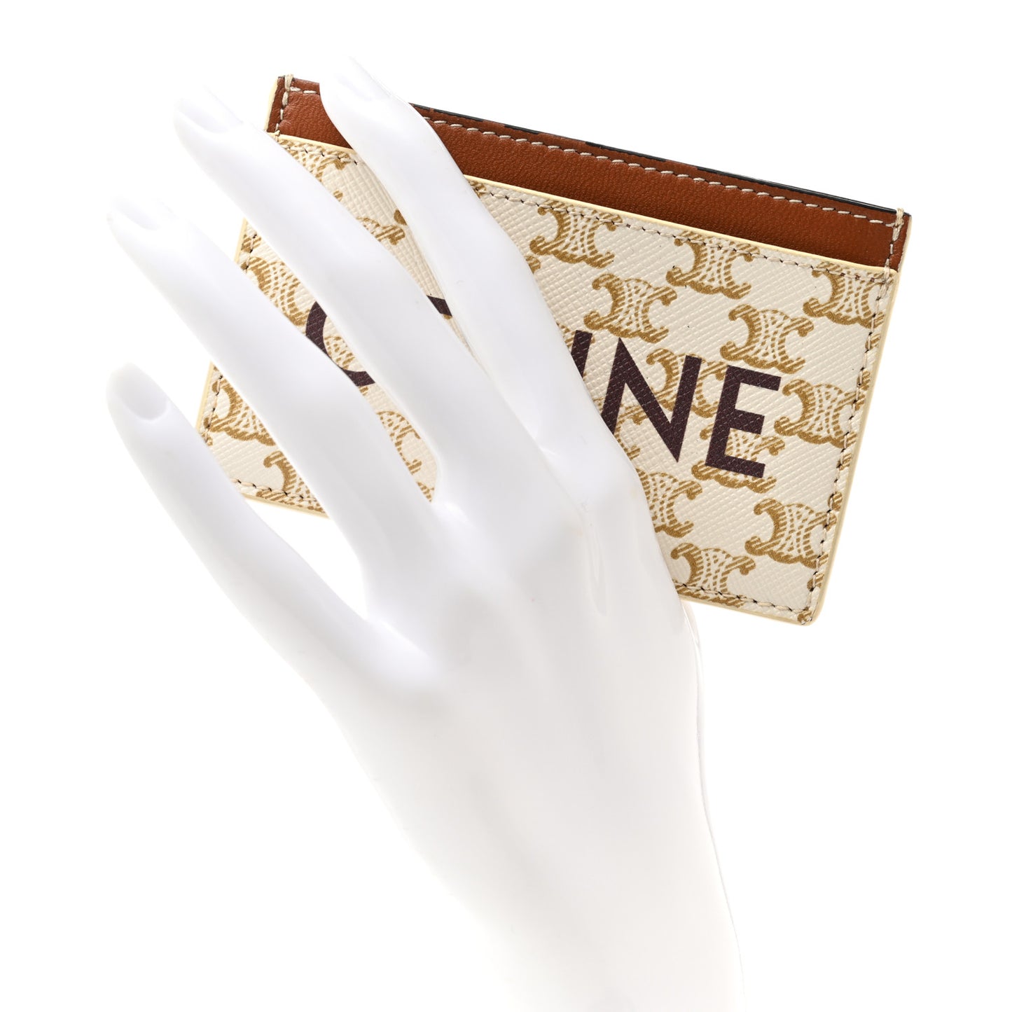 Triomphe Canvas Card Holder White