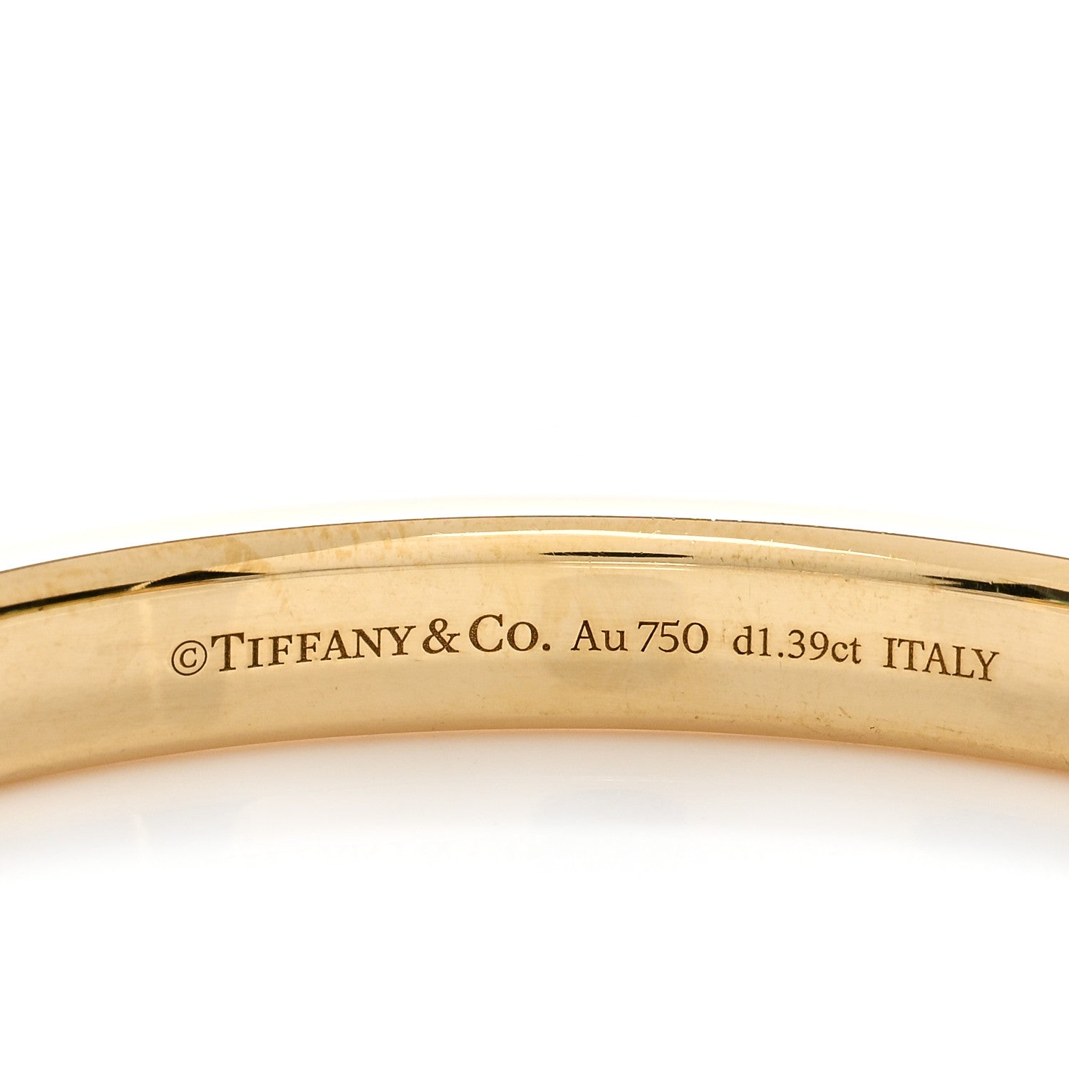 Tiffany 18K Yellow White Gold Diamond Tiffany Lock Half Pave Bangle Bracelet 3 of 4