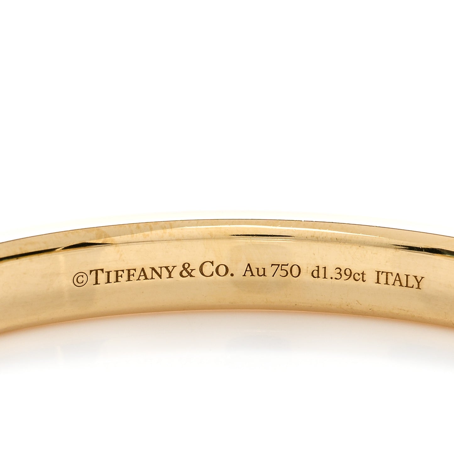 18K Yellow White Gold Diamond Tiffany Lock Half Pave Bangle Bracelet