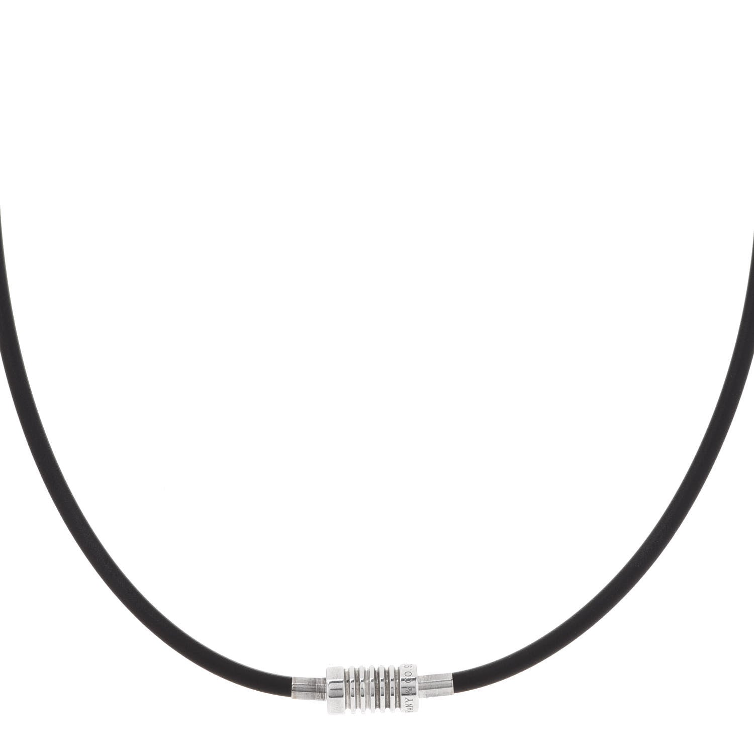Tiffany Sterling Silver Rubber Paloma Picasso Groove Surfer Necklace 1 of 7