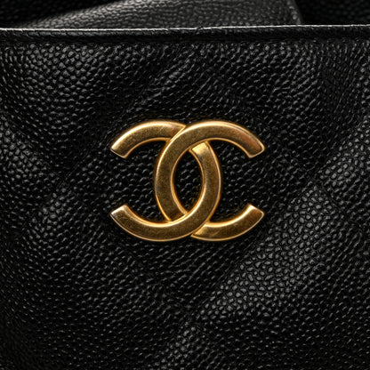 Chanel Caviar Quilted Small Trapezoid Chain Shopping Tote Black 11 of 12