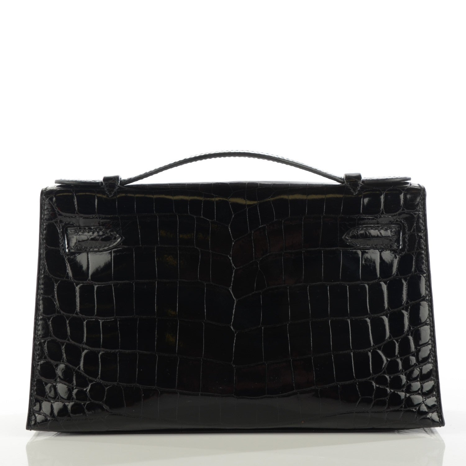 Hermes Shiny Niloticus Crocodile Kelly Pochette Black 24 of 34