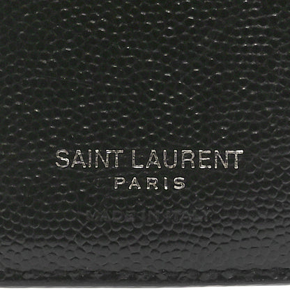 Saint Laurent Grain De Poudre Matelasse Chevron Monogram Zipped Two-Part Wallet Black 7 of 7